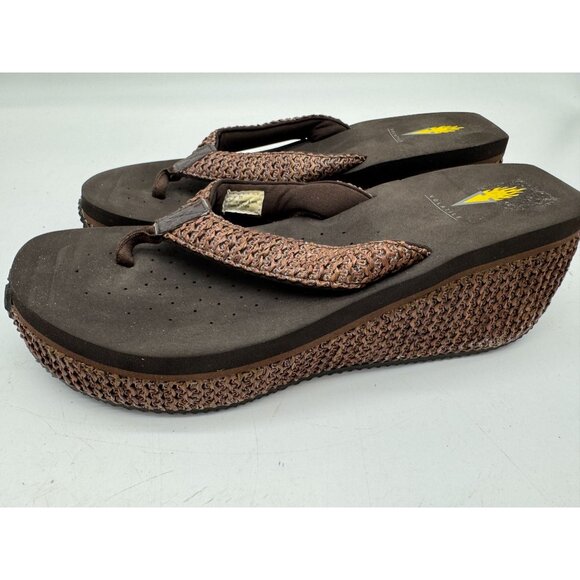 Volatile Women's Chunky Wedge Platform Flip Flop Thong Sandal Sz 11 Brown Casual - Picture 5 of 11